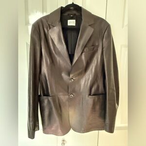 Armani Collezioni Dark Black Leather Blazer